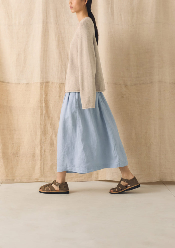 Garment Dyed Linen Skirt | Egg Blue