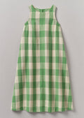 Gingham Cotton Linen Dress | Lawn Green/Pulp