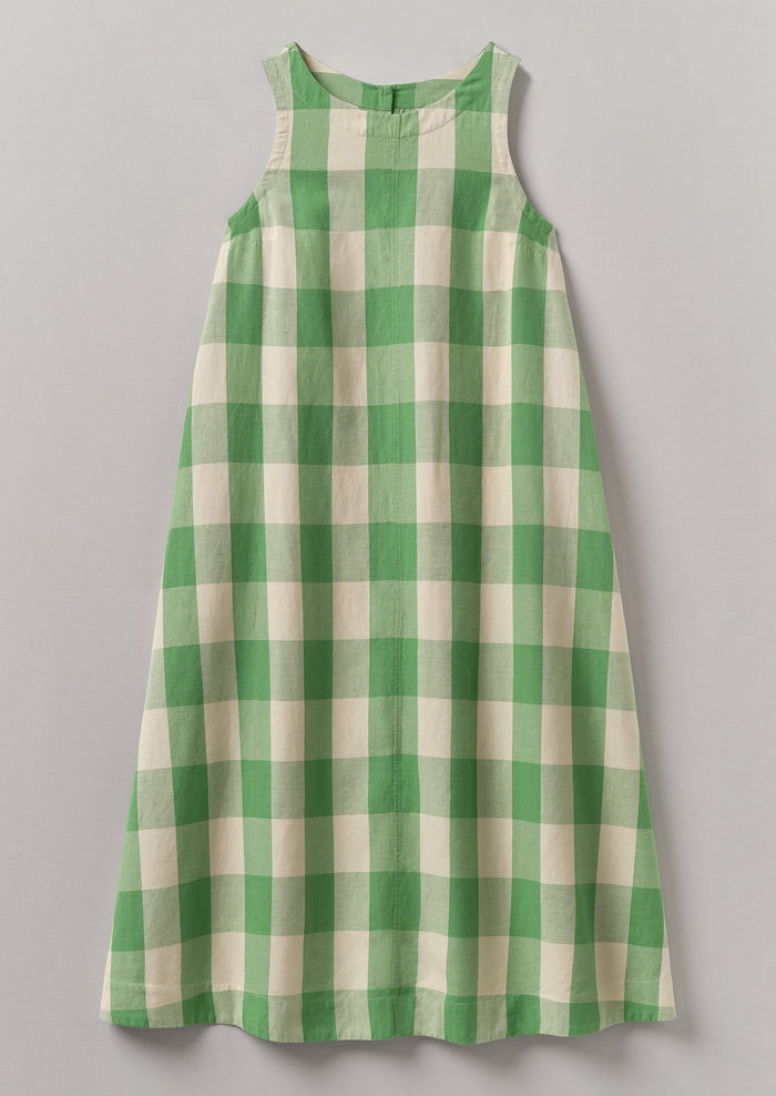 Gingham Cotton Linen Dress | Lawn Green/Pulp