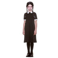 Girls Creepy School Girl Dress & Wig Wednesday Addams Costume