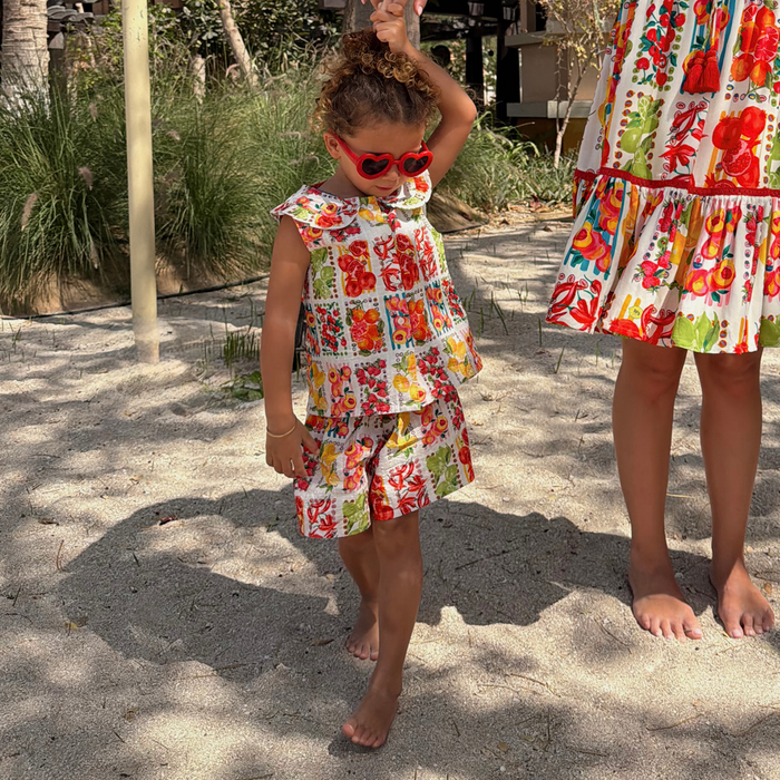 Girls Fruit Stamps Shorts Set