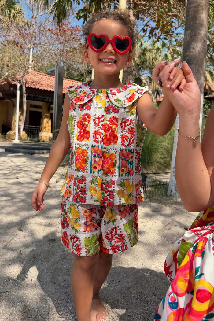 Girls Fruit Stamps Shorts Set