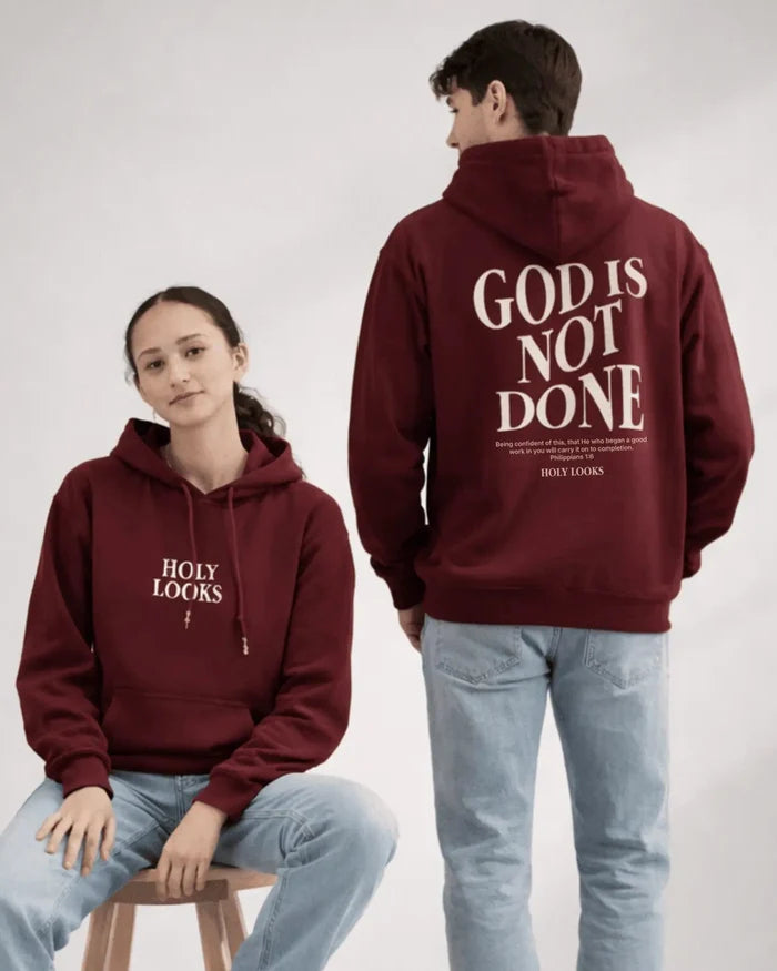 God Is Not Done Hoodie Maroon - Holy Looks