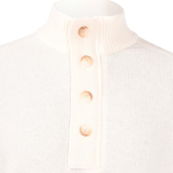 Gran Sasso - Button Mock Neck in Off White - Nigel Clare