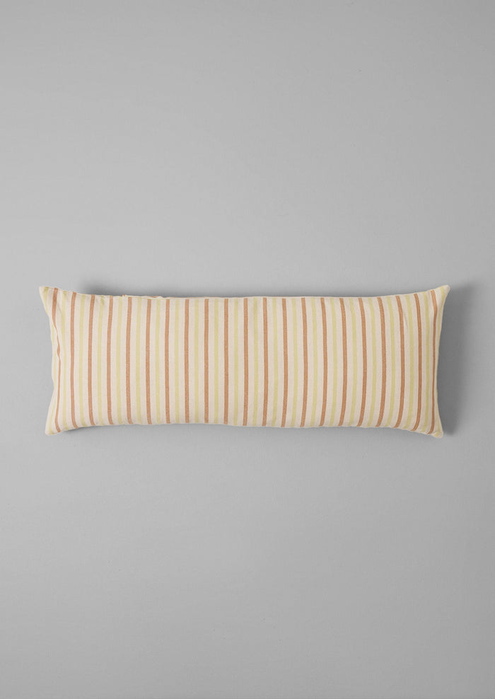 Hand Woven Stripe Bolster Cushion | Ecru/Washed Lime