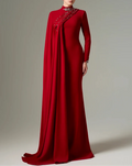 High-neck column dress with embellished draped detail – SUBY-1