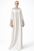high-neck embellished kaftan maxi dress with flared sleeves – PEARL