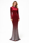 high neck embellished long sleeve maxi dress – RUBY