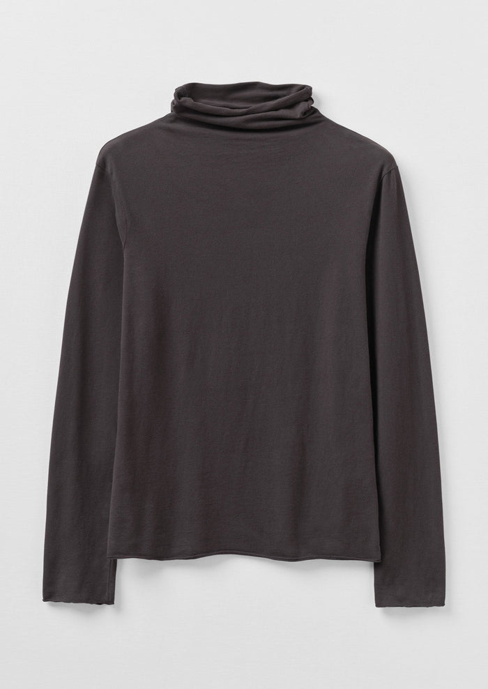 High Neck Soft Cotton Tee | Charcoal