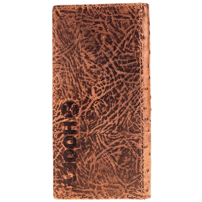 Hooey "Sawyer" Ostrich Print Brown/Turquoise Rodeo Wallet
