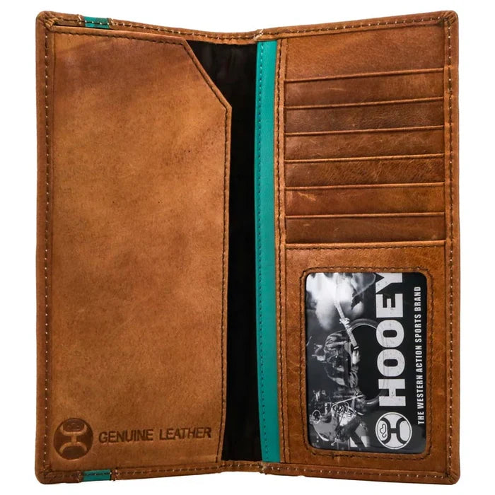 Hooey "Tonkawa" Rodeo Hooey Wallet Tan w/Turquoise Aztec