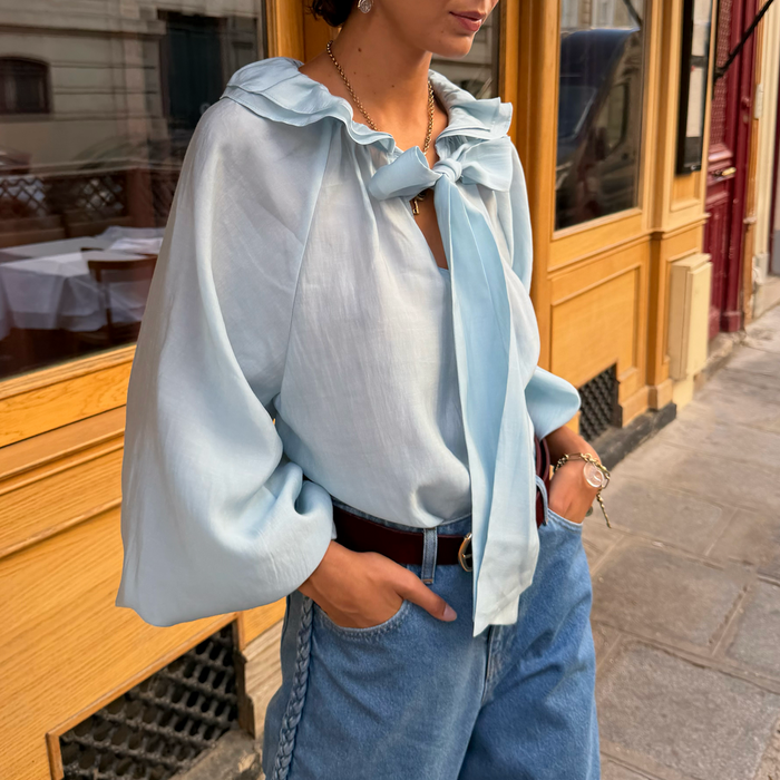 Ice Blue Ruffle Shirt