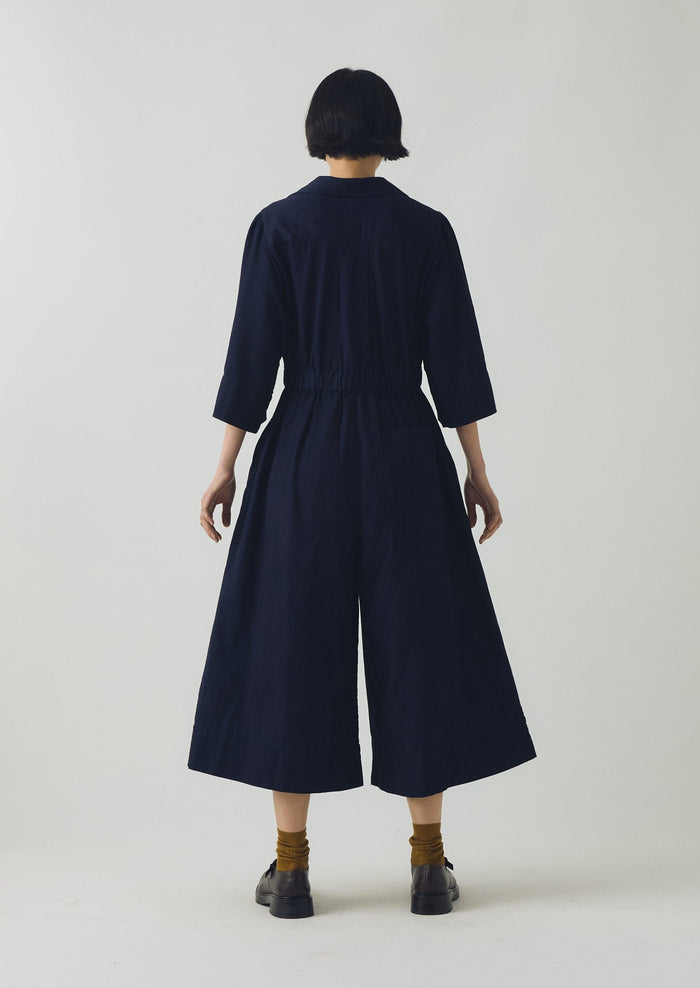 Indigo Twill Culotte Jumpsuit | Indigo