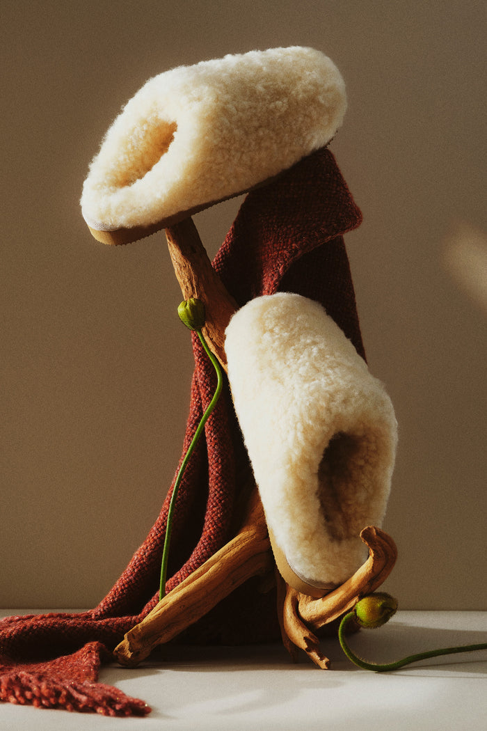 Cream Sheepskin Jenny Slippers - Editorial Still Life | Ulla Johnson
