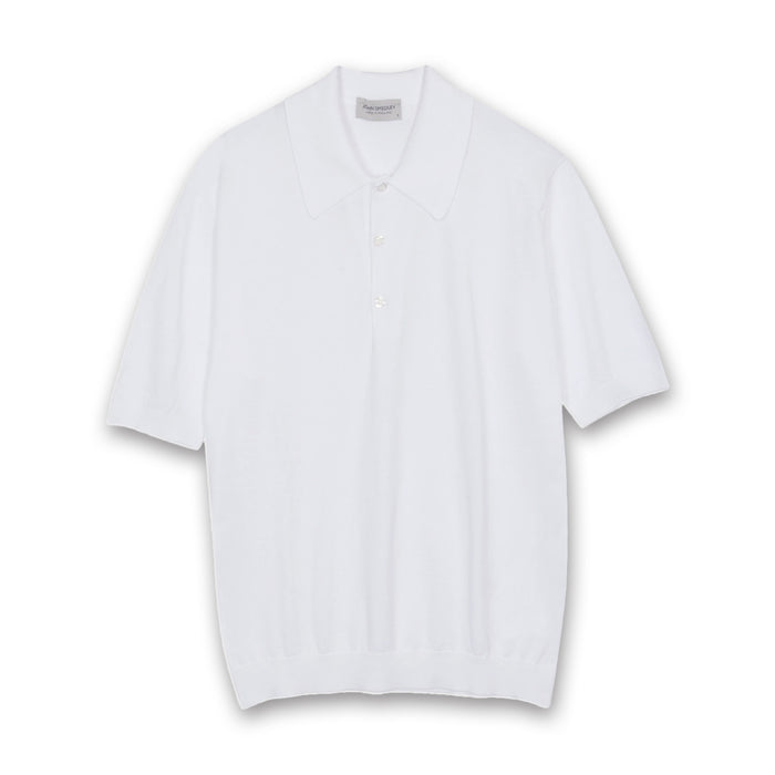John Smedley - Isis Polo Shirt in White - Nigel Clare