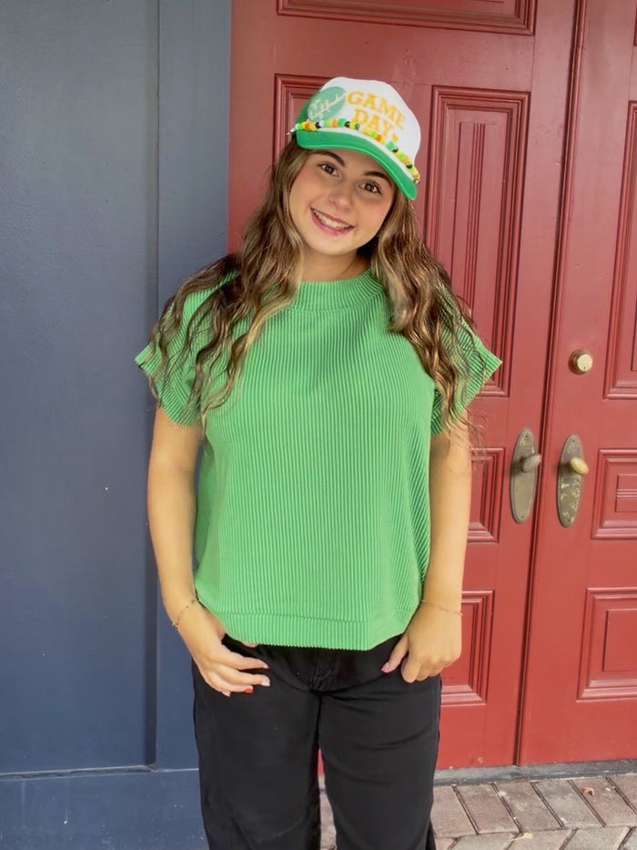 Kelly green raised rib tee