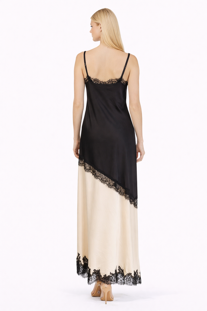 lace trim layered slip maxi dress – BLUSH