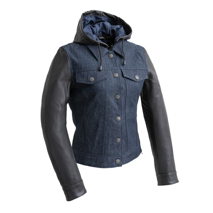 Ladies Holli Denim/Leather Jacket: The Holli jacket is a perfect pairing of style and functionality