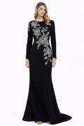 long-sleeve mermaid gown with floral crystal embroidery – SERAPHINA