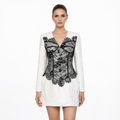 long-sleeve mini dress with lace corset overlay – CHARM