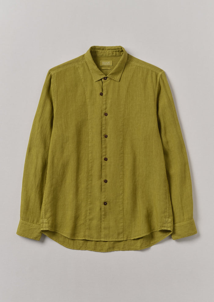 Loop Button Lightweight Linen Shirt | Olivine