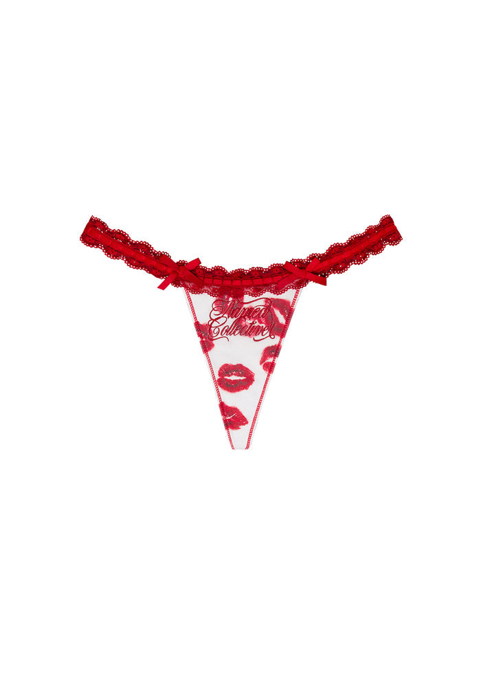 LOVEBITE KISS LACE RUFFLE G-STRING WHITE