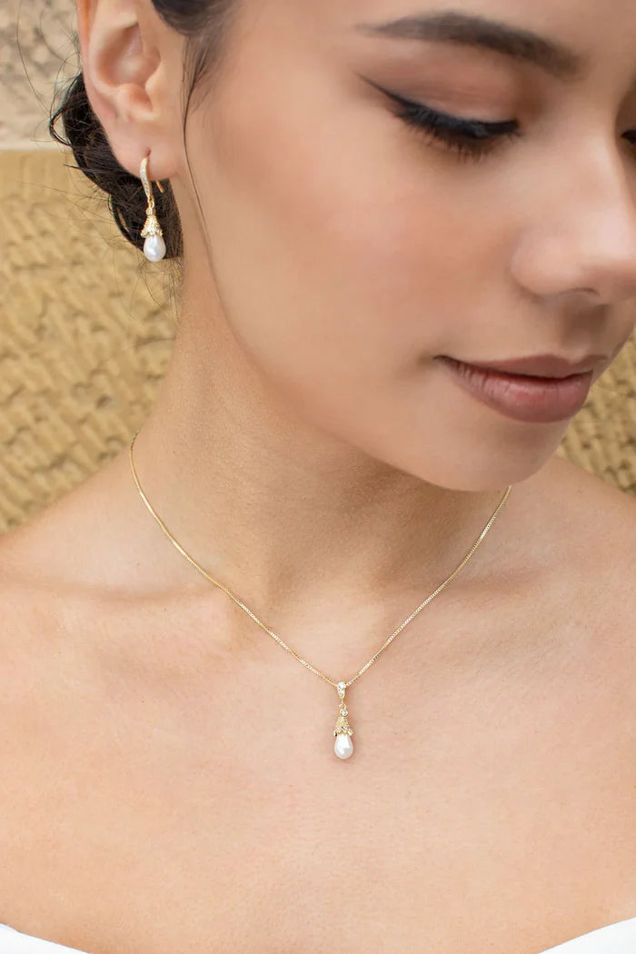 Maribel Pearl Earring & Necklace Set - Jewellery - Windsor Bridal Jewellery