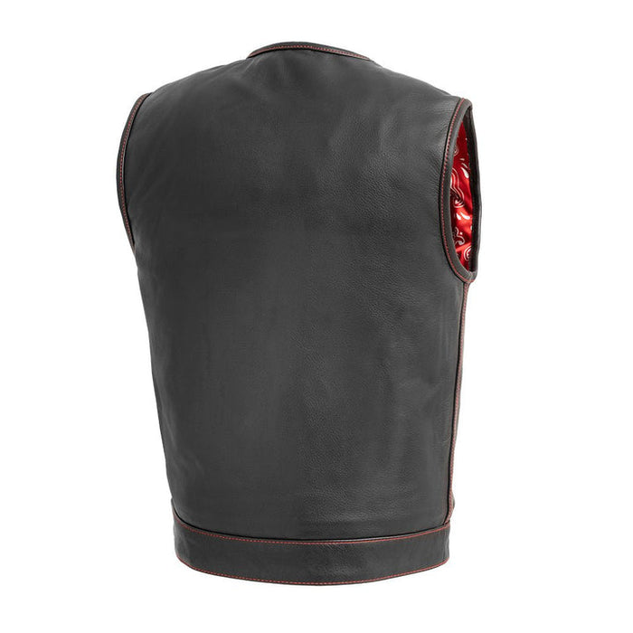 Men's Bandit Contrast-Stitch Leather Motorcycle Vest