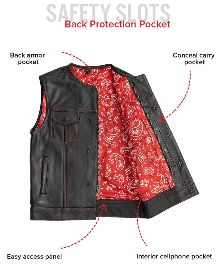 Men's Bandit Contrast-Stitch Leather Motorcycle Vest
