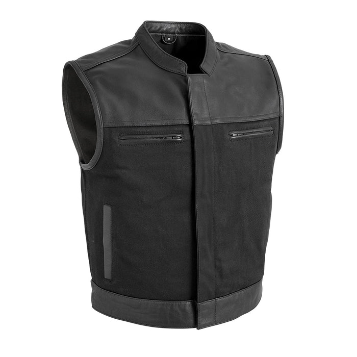 Men's Lowrider Leather / Twill Vest: Experience the freedom of the road like never before with the Eagle Leather Lowrider Men