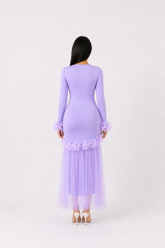Midnight Bloom Mermaid Dress - Glamour