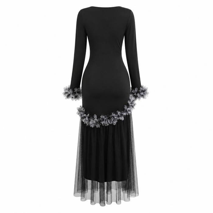 Midnight Bloom Mermaid Dress - Glamour