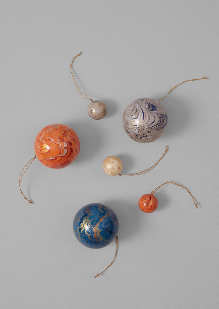 Mini Hand Marbled Bauble Set | Multi