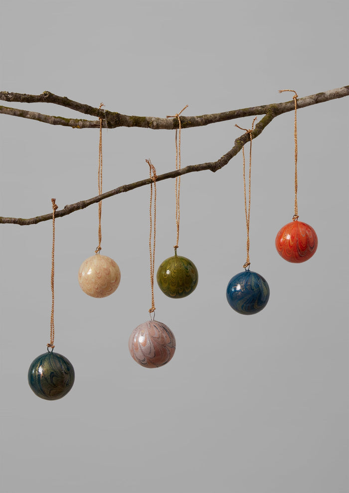 Mini Hand Marbled Bauble Set | Multi