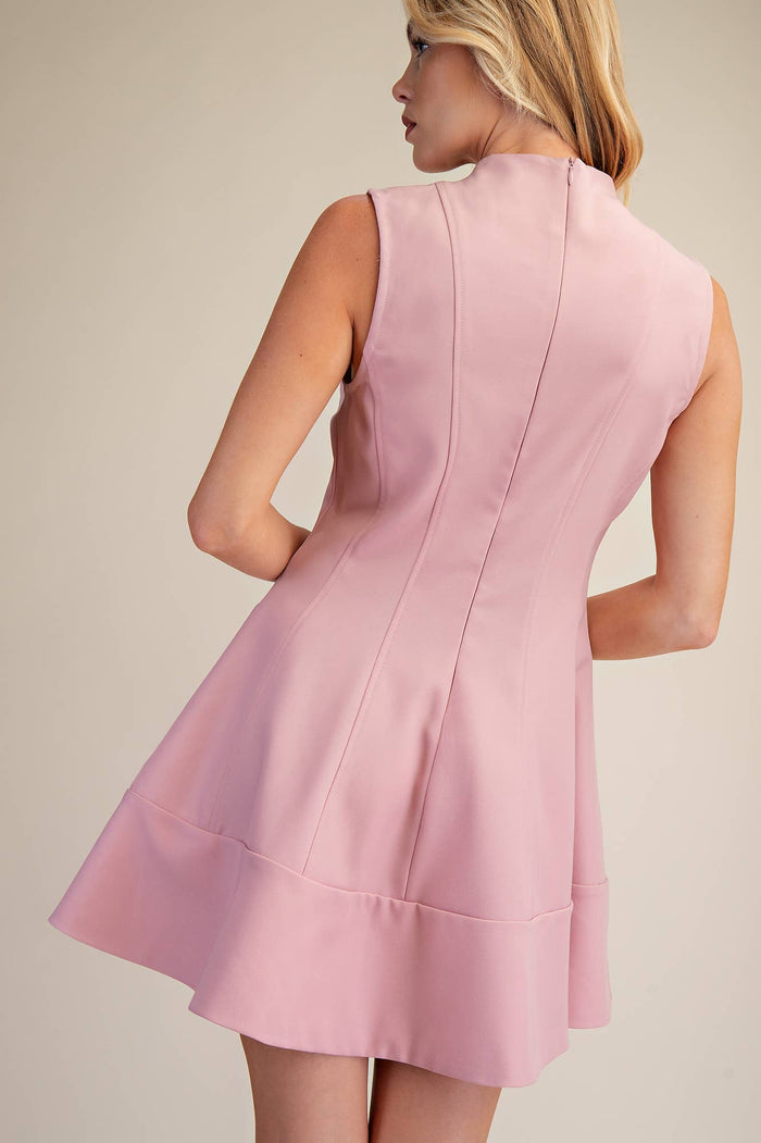 Mock-Neck Stretch Mini Dress