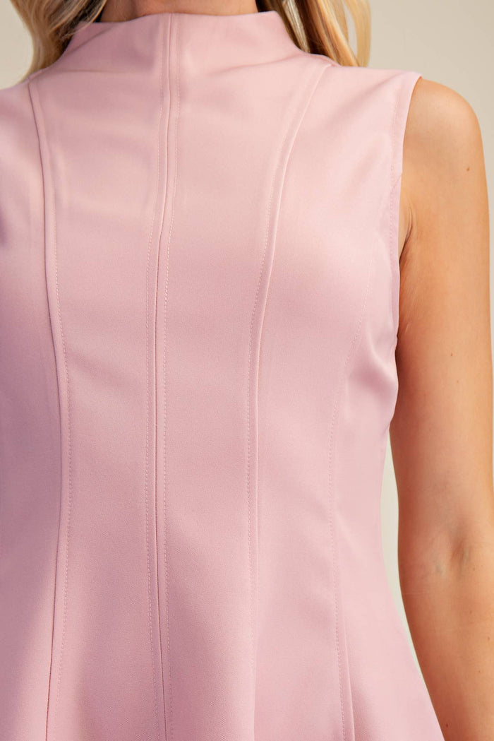Mock-Neck Stretch Mini Dress