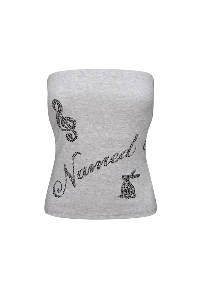 MUSE STUDDED TUBE TOP GREY MARL