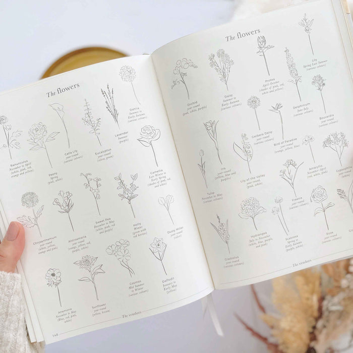 Ivory Cloth Wedding Planner Book with Gold Foil and Gilded Edges - Giftware - Blush and Gold