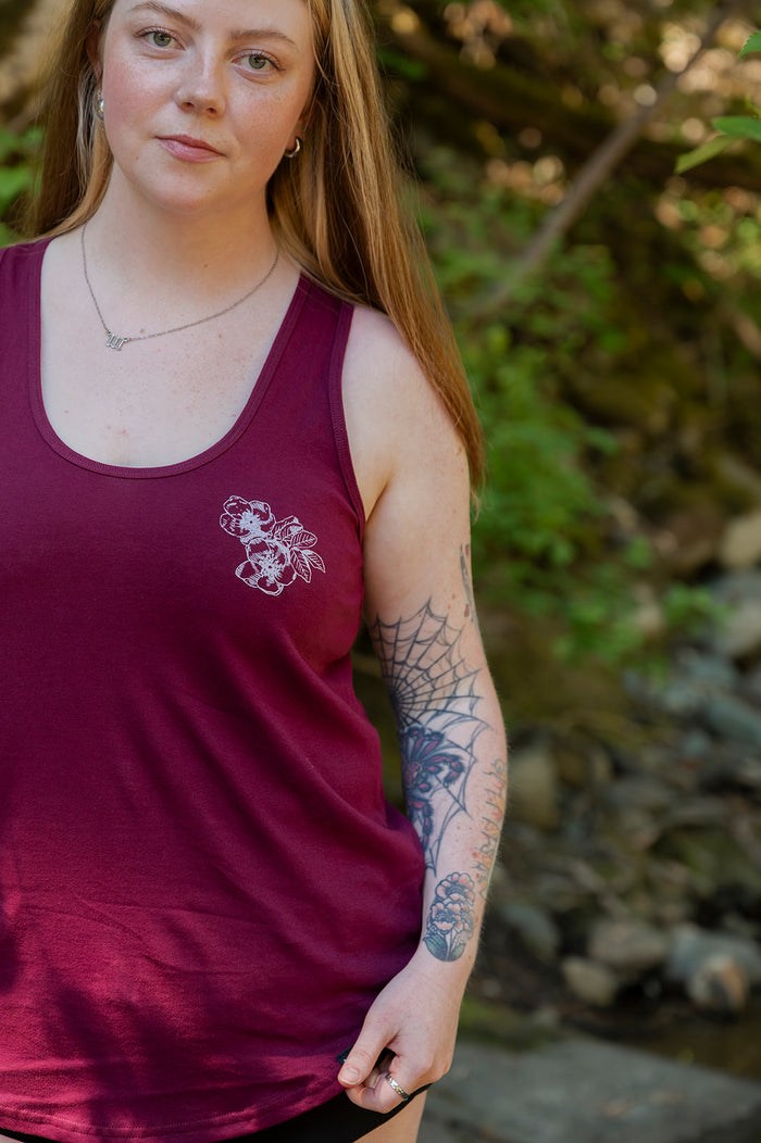 NOOTKA ROSE - Women's Racerback 100% Organic Cotton Tank Top - Maroon