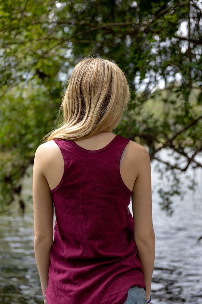 NOOTKA ROSE - Women's Racerback 100% Organic Cotton Tank Top - Maroon