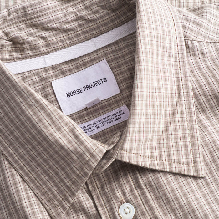 Norse Projects - Algot Poplin Check Shirt in Walnut - Nigel Clare