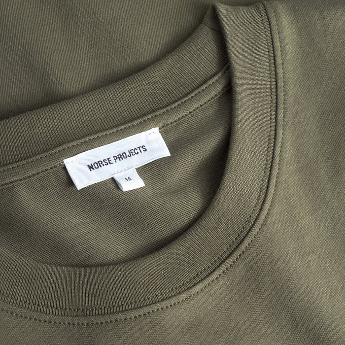 Norse Projects - Organic Norse Logo Print T-Shirt in Olive Night - Nigel Clare
