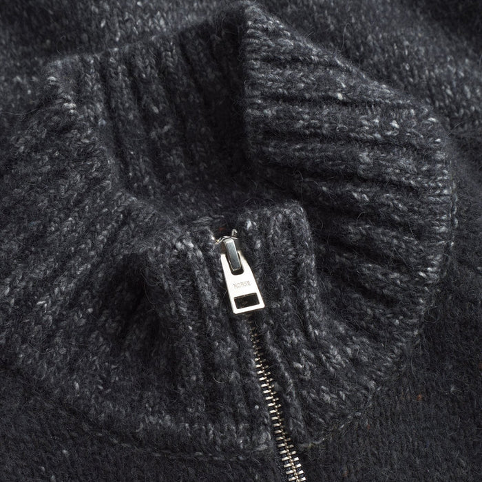 Norse Projects - Ulf Full Zip Fairisle Cardigan in Grey Melange - Nigel Clare