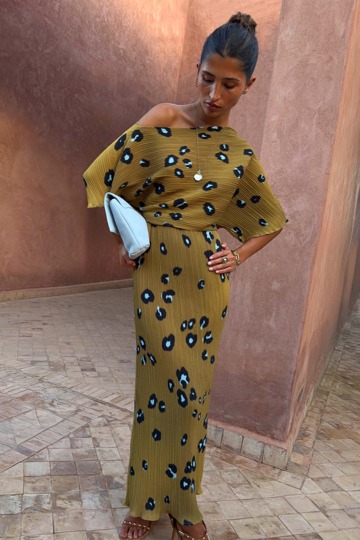 Olive Blurred Leopard Tilly Dress