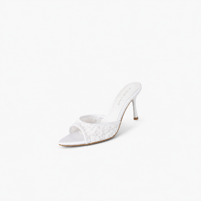 open-toe lace mule heels with slim stiletto – BELLA