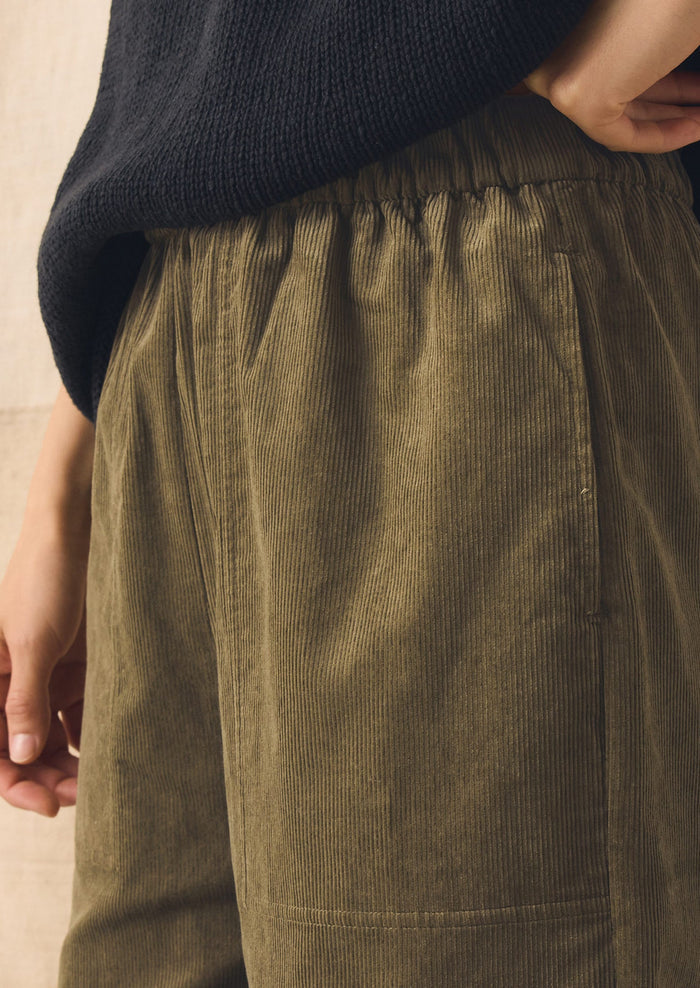 Organic Cord Barrel Leg Trousers | Pear