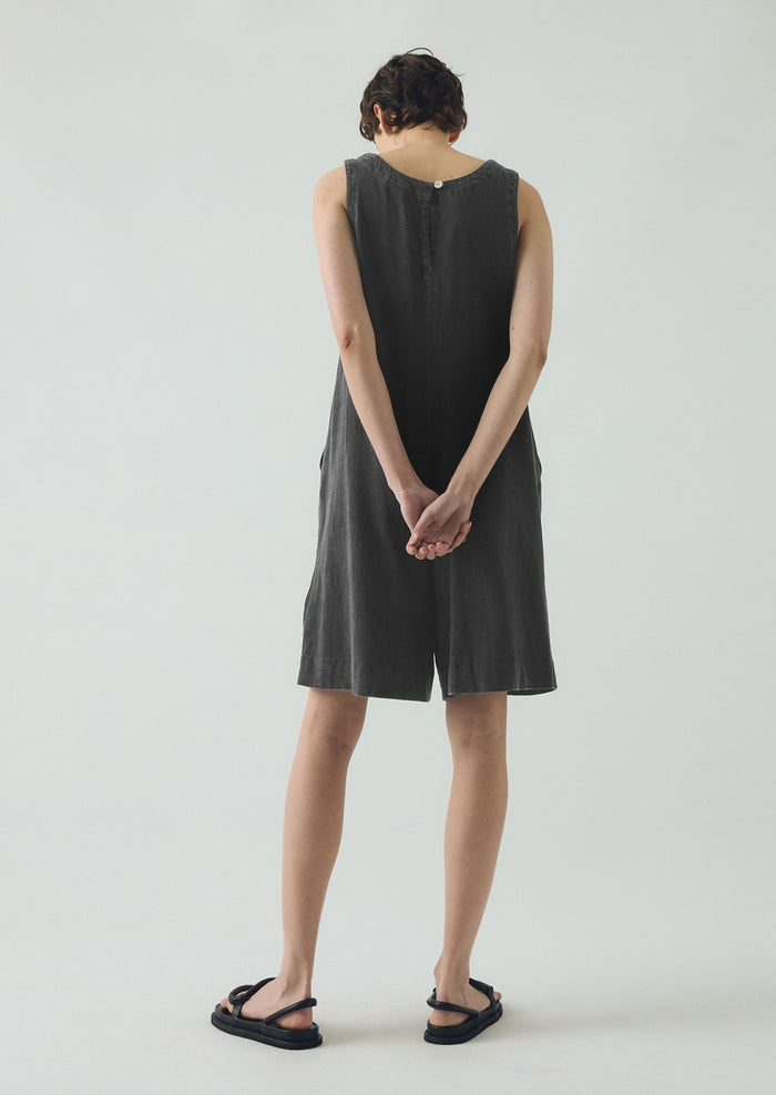 Organic Cotton Jersey Short Jumpsuit | Washed Black