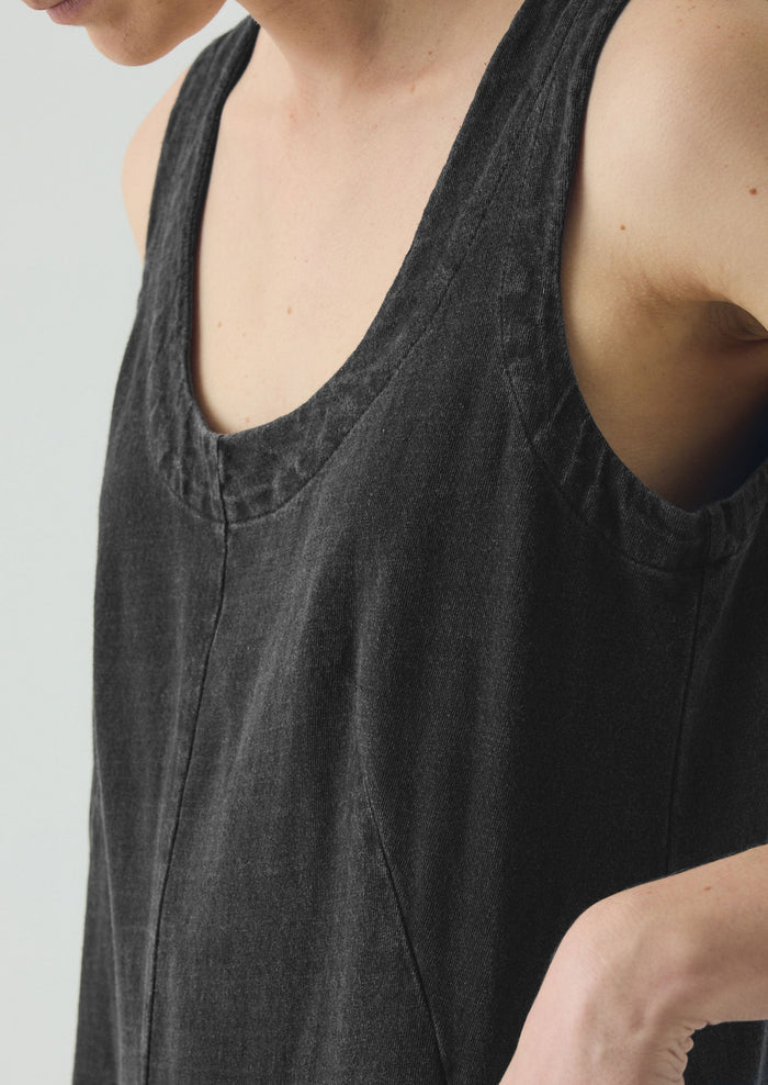 Organic Cotton Jersey Short Jumpsuit | Washed Black