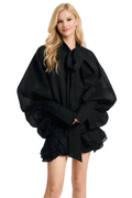 oversized bow-neck mini dress with layered ruffle hem – CHARM