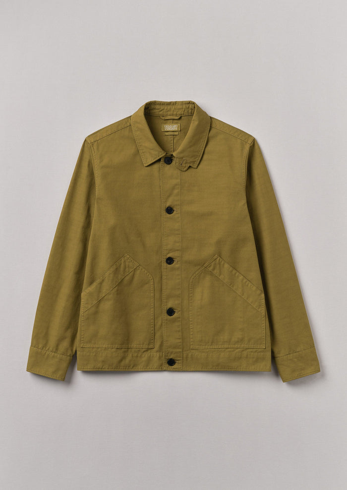 Patch Pocket Organic Cotton Coach Jacket | Warm Olive
